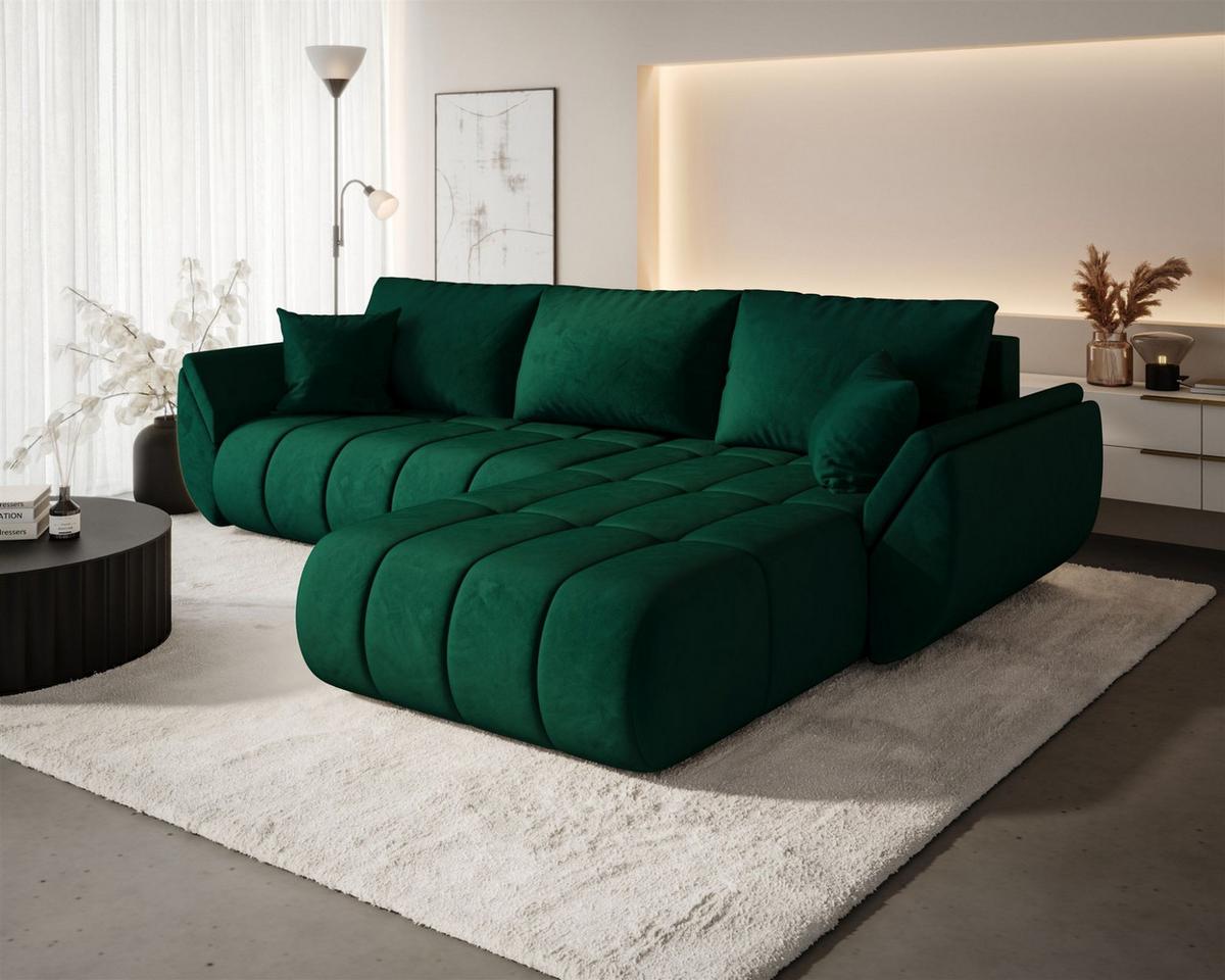 ECKSOFA Misato In Monolith - Grün, Holzwerkstoff/Textil (280/175cm) - Fun Möbel