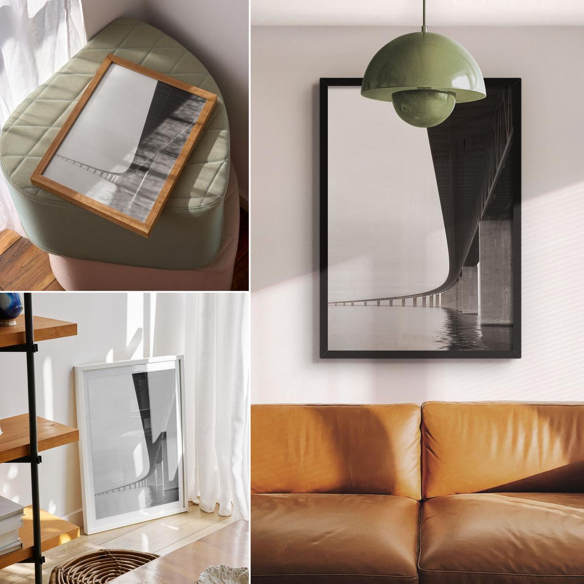 POSTER - 29x42 cm - Sample - Brücke und Wasser - Grau, Textil (29/42/0.1cm) - TULUP