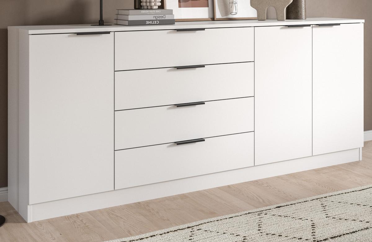 SIDEBOARD weiß 185 x 80 cm, Kommode mit viel Stauraum - Schwarz/Weiß, Holzwerkstoff/Kunststoff (185/80/35cm) - Inn.Furn