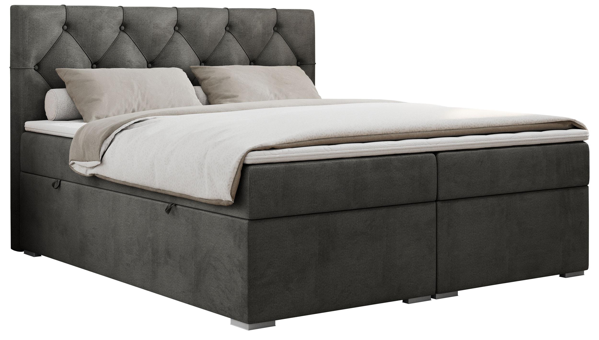 BOXBETT ALDA 140/200 Dunkelgrau Velvet - H4 - Dunkelgrau, Holz/Textil (140/200cm) - MKS