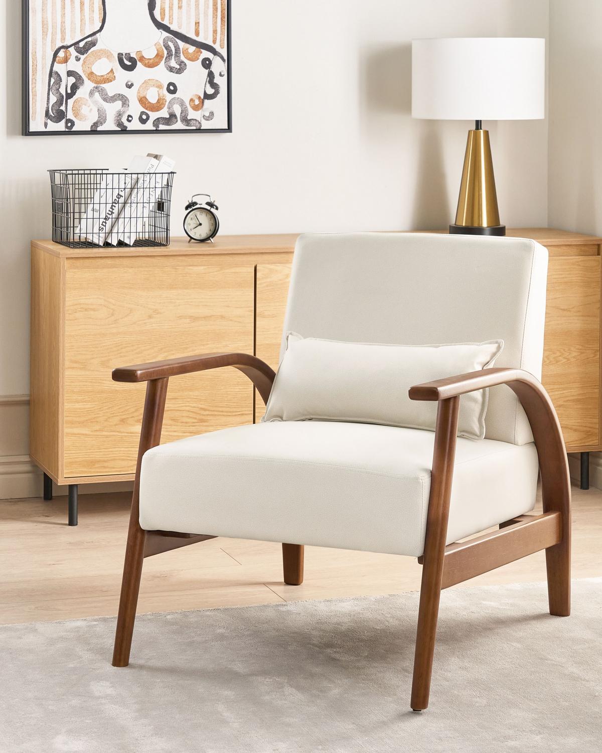 SESSEL Kunstleder Cremeweiß Skara - Dunkelbraun/Weiß, Kunststoff (70/83/88cm) - Beliani