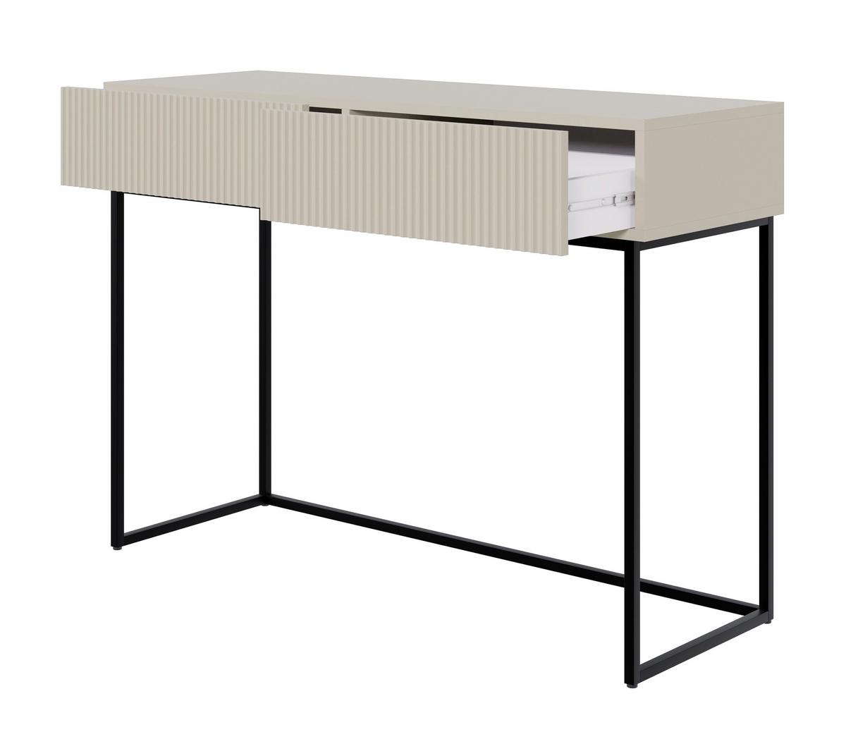 SCHMINKTISCH Veldio Graubeige mit schwarzen Beinen 110 cm - Taupe/Greige, Holzwerkstoff/Metall (110/79/40cm) - Selsey