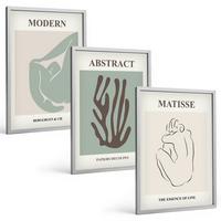 BILDER SET 3er Set - 40x60 cm Silberner Rahmen - Matisses stilvolle abstrakte Gemälde - Silberfarben, Kunststoff (40/60cm) - TULUP