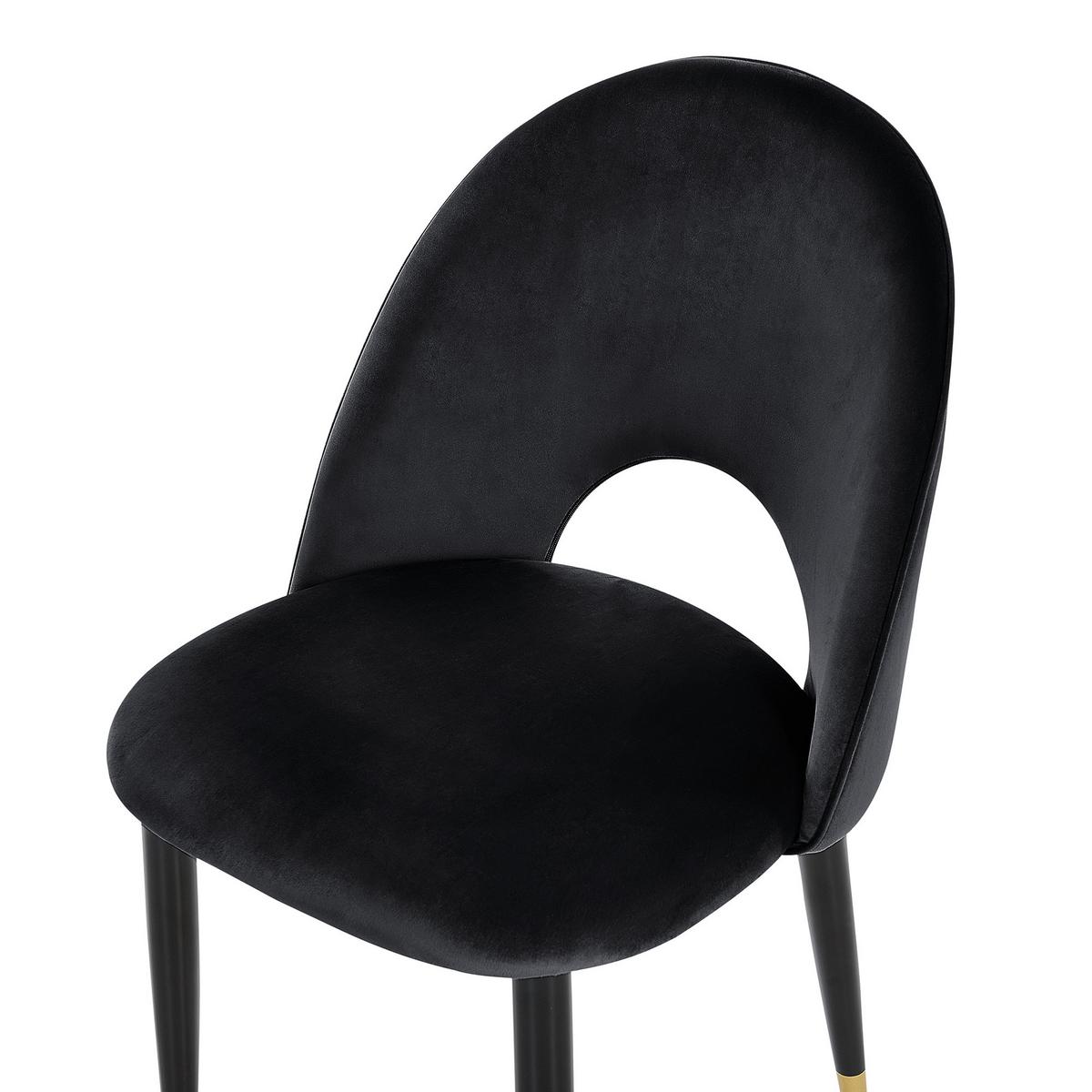 ESSZIMMERSTUHL 2er-Set Samtstoff Schwarz Magalia - Schwarz, Textil/Metall (47/84/45cm) - Beliani