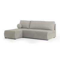 ECKSOFA PARVELO Creme Plüsch-Stoff mit Schlaffunktion - Creme, Holz (200/143cm) - MASSENO
