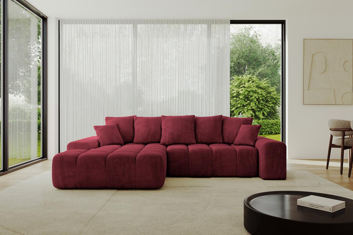 ECKSOFA Ottomane Links ENSI-L - 267x164x69 cm Bordeaux - Bordeaux, Holzwerkstoff/Kunststoff (267/164cm) - ALTDECOR