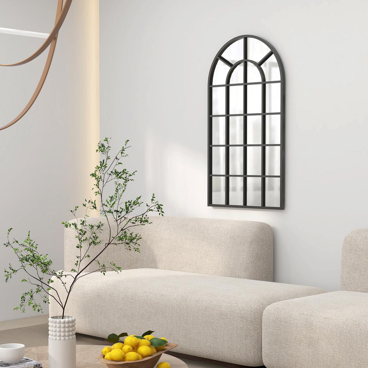 WANDSPIEGEL Garderobenspiegel 110 x 65cm Flurspiegel mit Metallrahmen - Schwarz, Glas/Metall (65/2.5/110cm) - HOMCOM