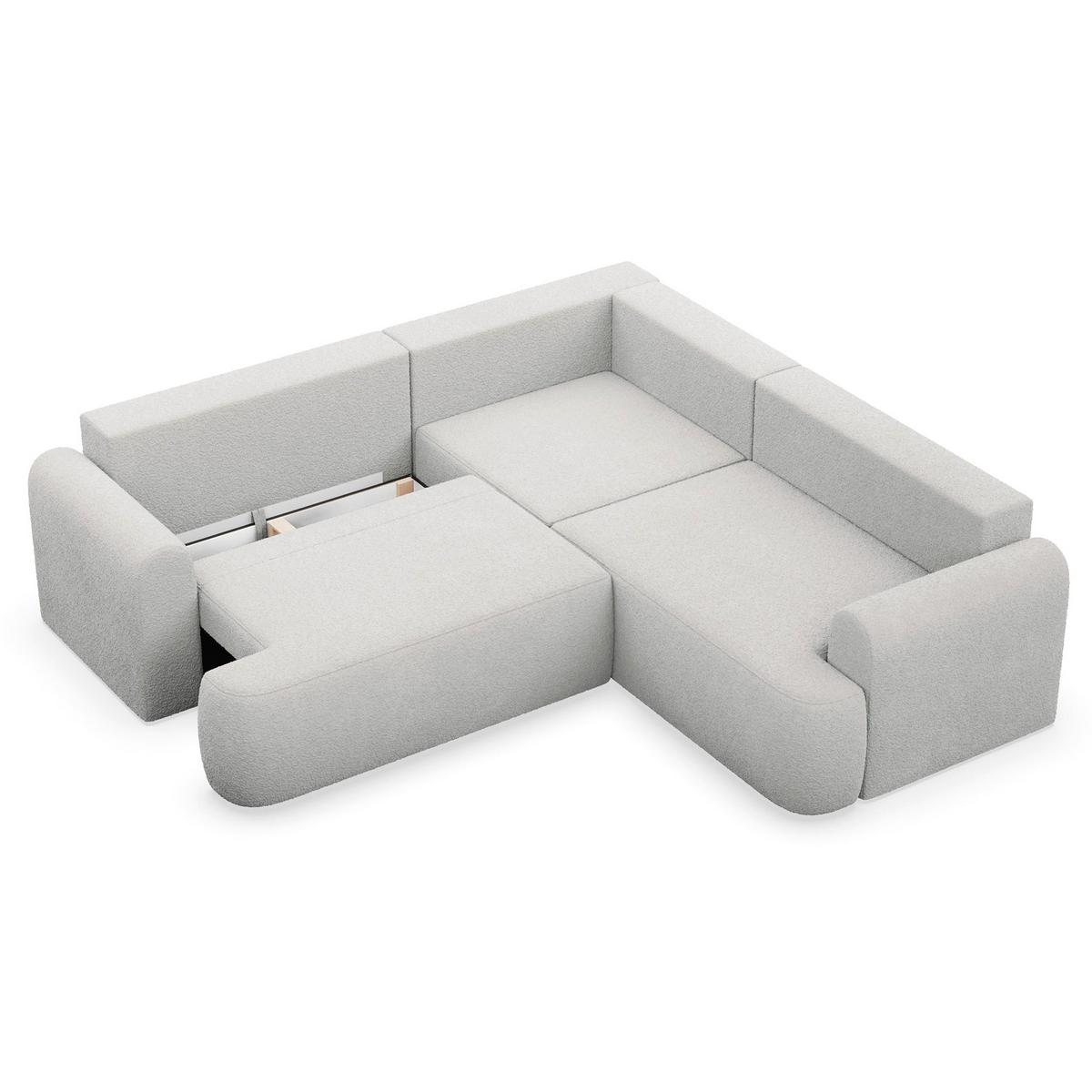 ECKSCHLAFSOFA Kaveo GRAUBEIGER PLÜSCH universell mit Eckelement MIT BETTKASTEN - Taupe/Schwarz, Kunststoff/Textil (245/245cm) - Selsey
