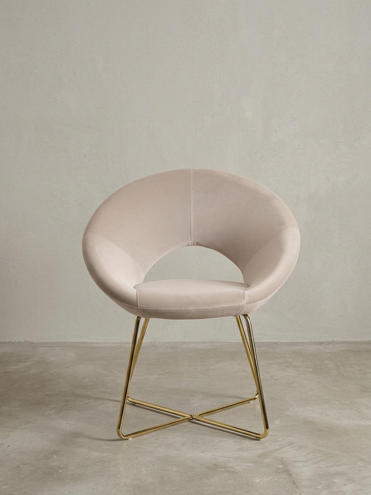 ESSZIMMERSTUHL Samtbezug mit Metallgestell Modern gepolstert, Beige - Beige/Goldfarben, Textil/Metall (60/83/57cm) - KADIMA DESIGN