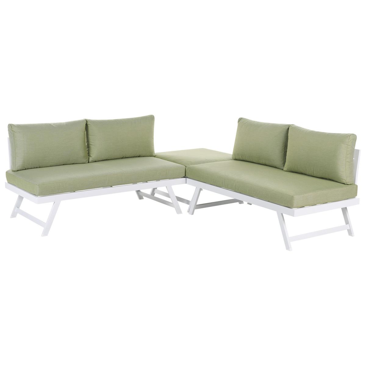 LOUNGE-SET 5-Sitzer Grün Coccorino - Weiß/Grün, Metall - Beliani