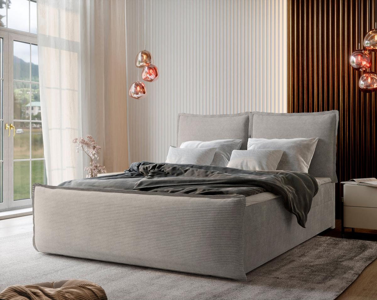 BOXBETT MONTA 180x200 cm mit Matratze und Topper - Beige - Beige, Holz (180/200cm) - MASSENO