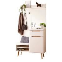 GARDEROBEN-SET weiß matt, Eiche, Kompaktgarderobe skandinavisch 110x197 cm - Eichefarben/Weiß, Glas/Holz (107/197/34cm) - Furn.Design
