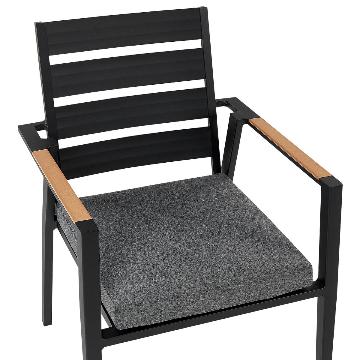 GARTENSTUHL 6er-Set Aluminium schwarz Taviano - Schwarz, Metall (54/86/58cm) - Beliani