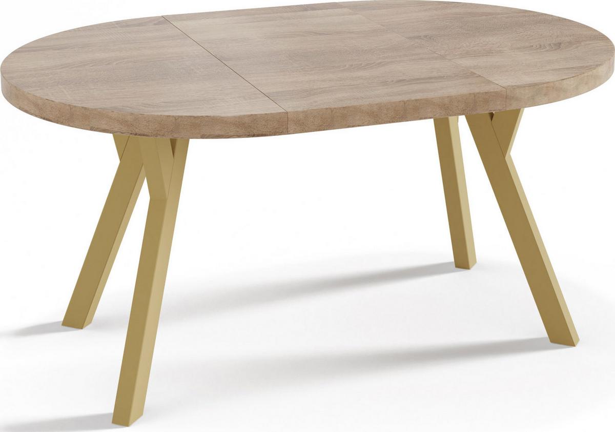 ESSTISCH Mateo runder ausziehbarer, Sonoma Eiche 100-150/100/76 cm - Goldfarben/Sonoma Eiche, Holz/Holzwerkstoff (100/150/76cm) - WFL GROUP