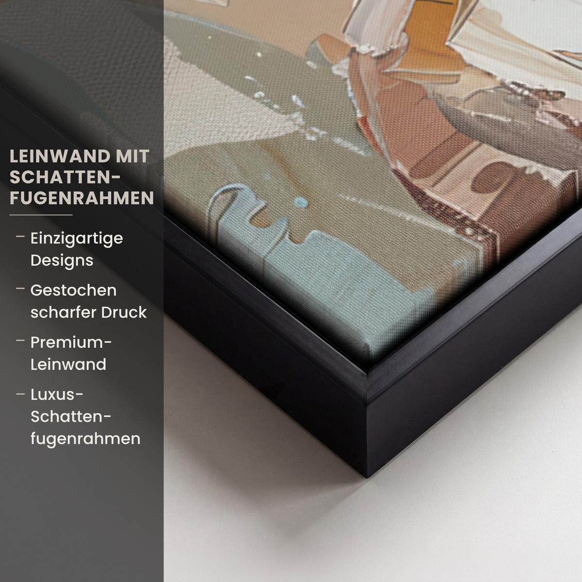 LEINWAND Bilder mit Rahmen - Frau - Lackierung - Porträt - Modern - 60x40 - Altrosa, Textil (60/40cm) - MuchoWow