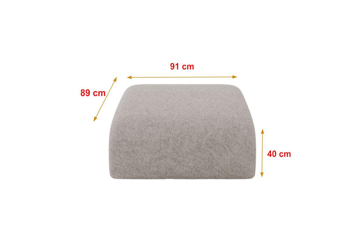 POUF MIRA-PUF 91x89x40 Hellgrau cm Velours Modular Sitzhocker - Hellgrau/Schwarz, Holzwerkstoff/Kunststoff (91/40/89cm) - ALTDECOR