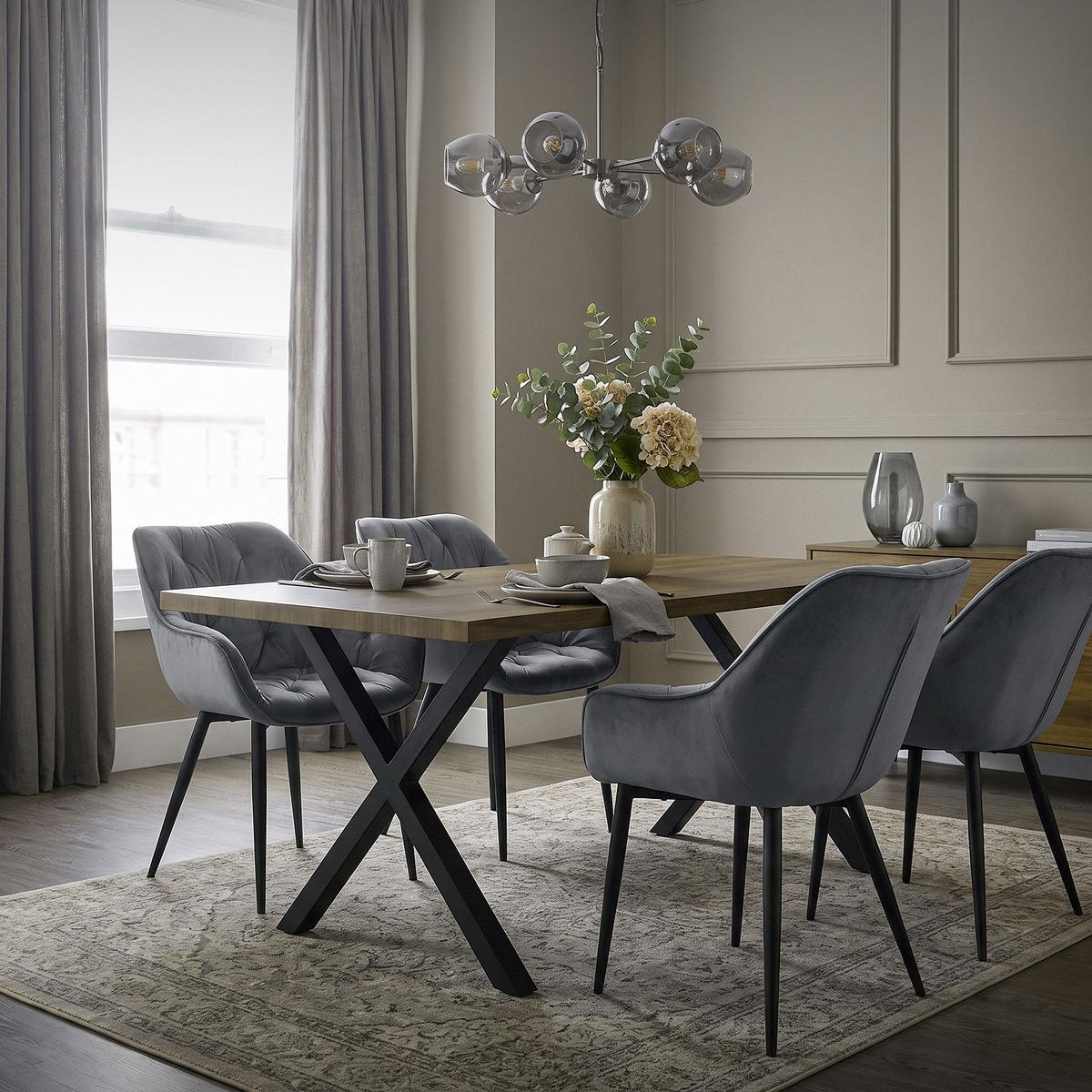 ESSZIMMERSTÜHLE 4er Set Anthrazit Samt - Anthrazit/Schwarz, Metall (67/83/59cm) - ML-DESIGN