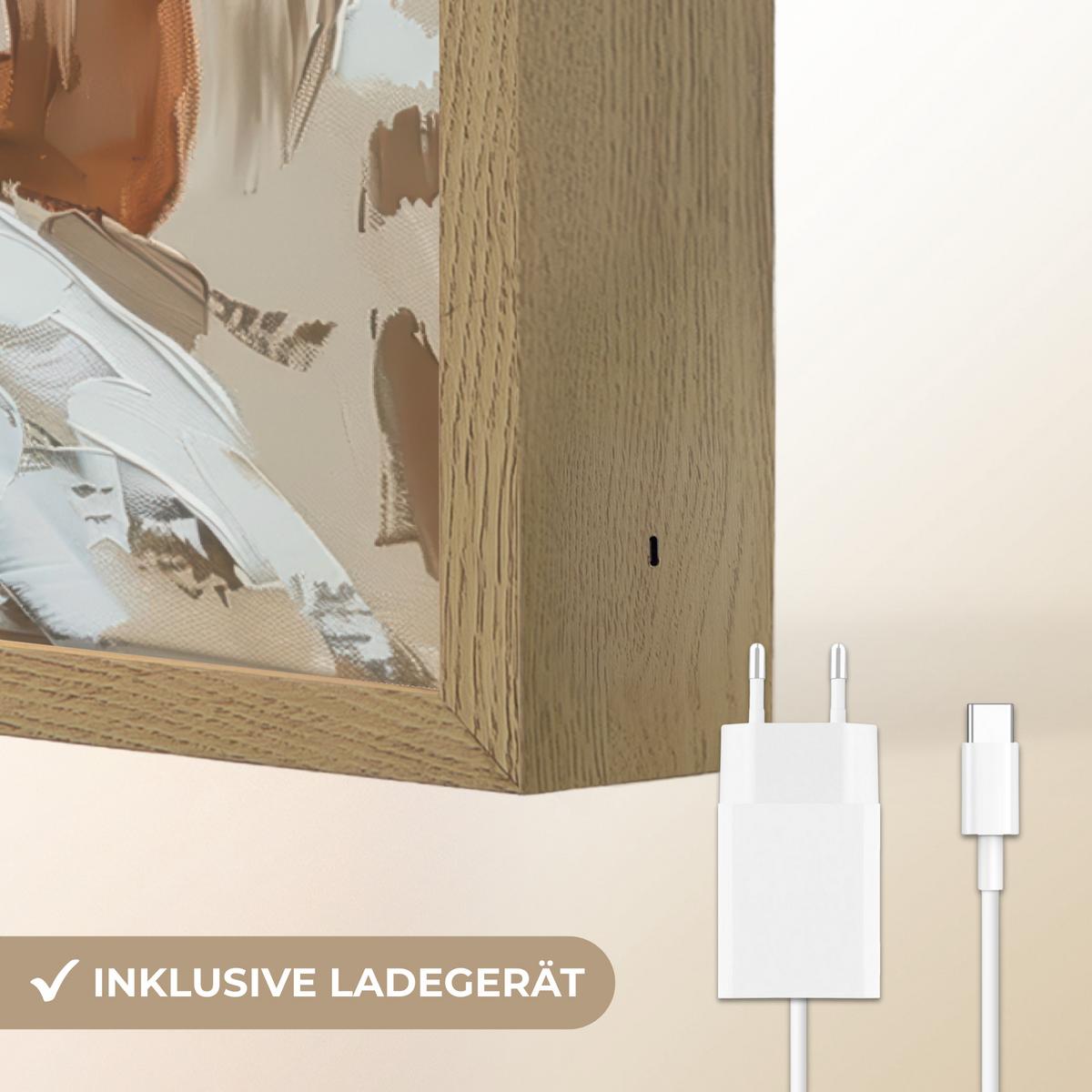 WANDLEUCHTE MIT AKKU Frau - Farbe - Abstrakt - Beige - Modern 60x90 cm - Hellbraun, Holzwerkstoff (60/90/8cm) - OnlyWow