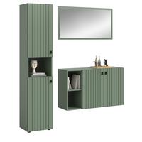 GARDEROBE-SET grün 3-teilig 161 cm, Komplettset mit viel Stauraum - Schwarz/Grün, Glas/Holzwerkstoff (161/192/37cm) - Inn.Furn