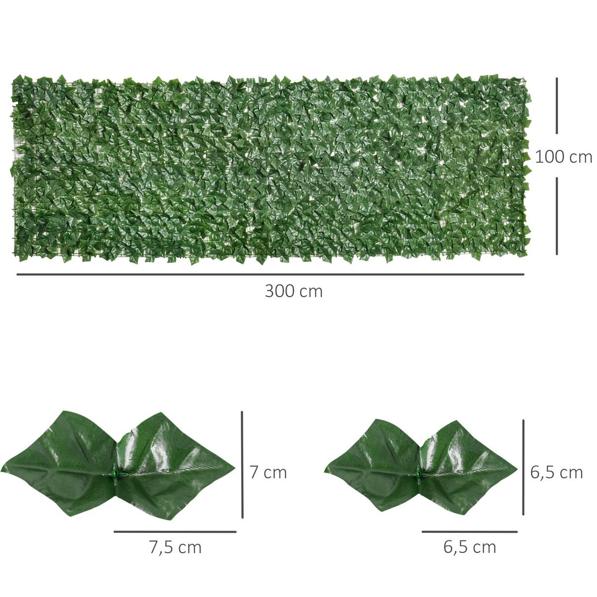 KÜNSTLICHE Hecke Sichtschutzhecke Pflanzen Hecke Wanddekoration Dunkelgrün - Grün, Kunststoff (100/1cm) - Outsunny