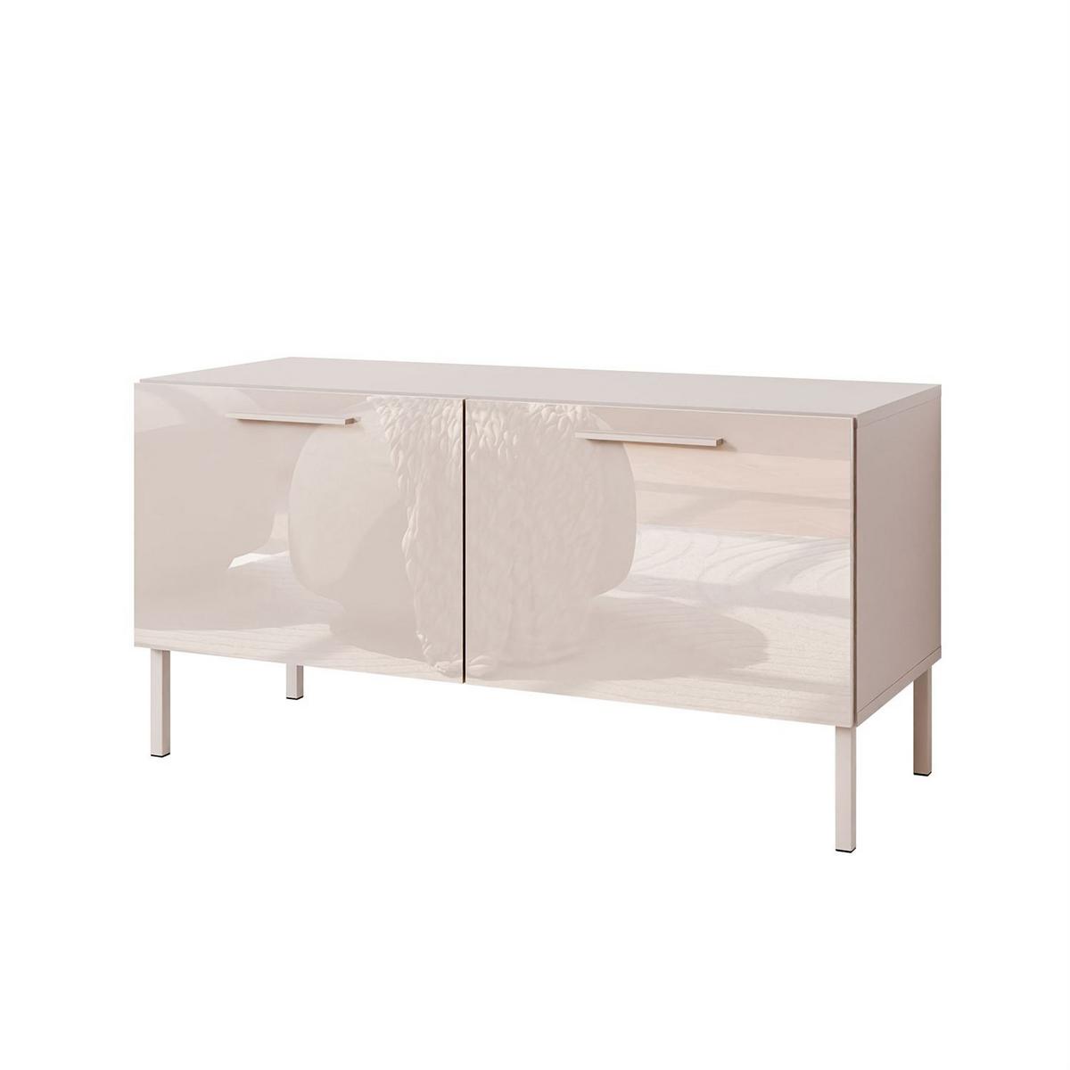TV-ELEMENT AURA 100 KASCHMIR Hochglanz auf geraden kaschmirfarbenen Beinen + LED - Kaschmir, Holzwerkstoff (100/51/40cm) - Lookway