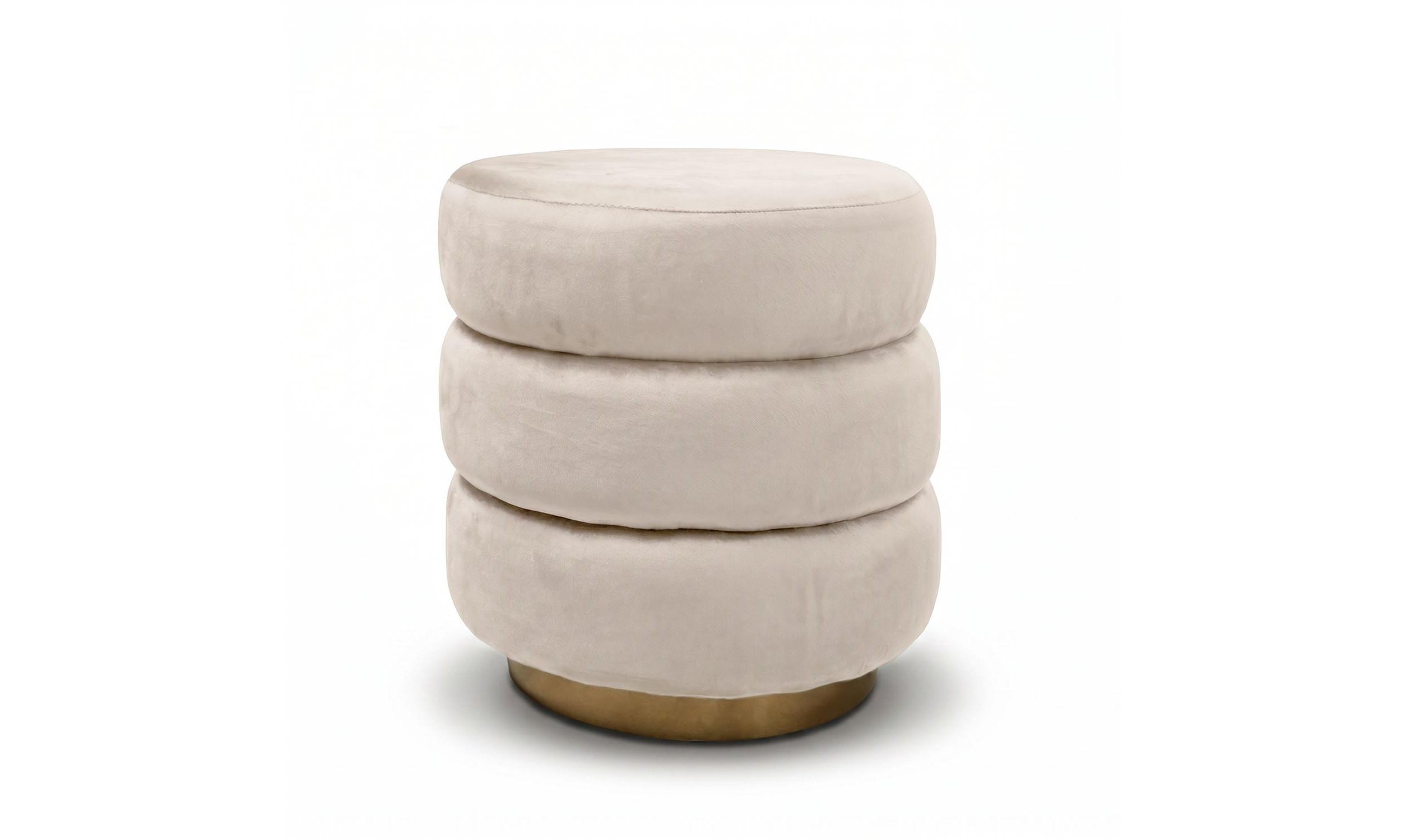 HOCKER LUCIA 38/38/42 cm Beige - Beige/Goldfarben, Textil/Metall (38/42/38cm) - Lookway