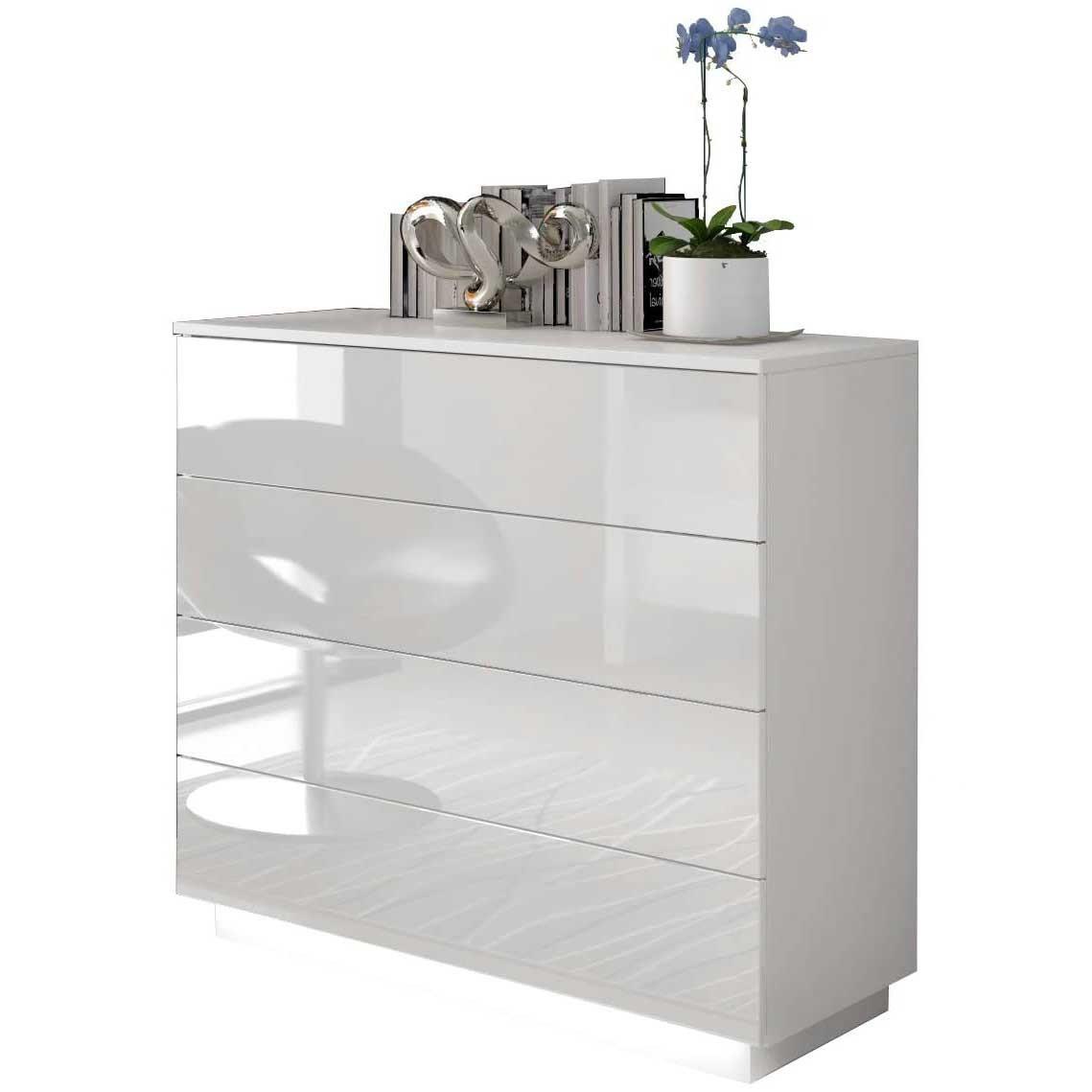 KOMMODE LINA mit Schubladen PUSH OPEN LED - Weiß, Holzwerkstoff (95/84.5/40.6cm) - Lookway