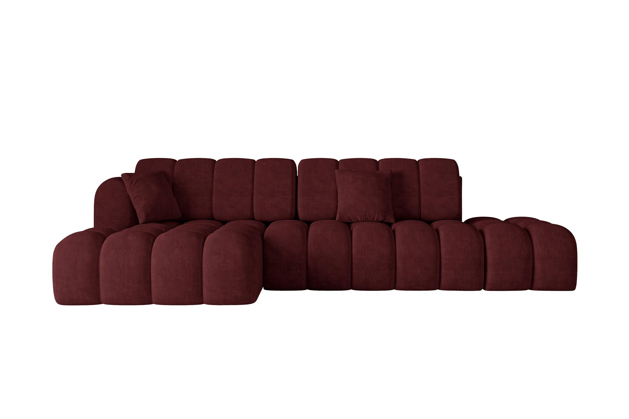ECKSOFA mit Schlaffunktion Ottomane Links OLEA-L2 321x164x75 Bordeauxrot Velours - Bordeaux/Schwarz, Holzwerkstoff/Kunststoff (321/164cm) - ALTDECOR