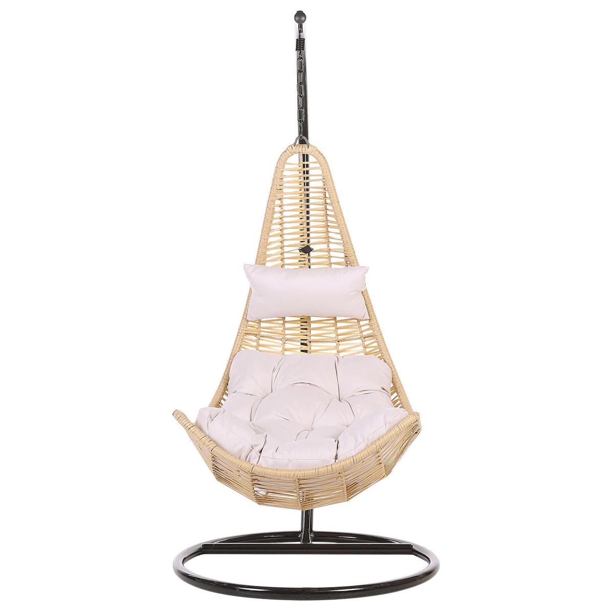 HÄNGESESSEL mit Gestell PE Rattan natürlich 95 cm Atri II - Beige, Kunststoff (95/200/95cm) - Beliani