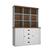 GESCHIRRSCHRANK Léandre Weiß und Holz - Weiß, Holzwerkstoff (130.2/198.1/43.3cm) - Petits-meubles