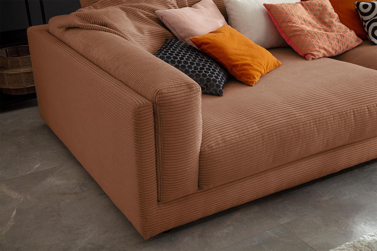 BIG SOFA RAINA Braun Cord - Schwarz/Braun, Kunststoff/Textil (294/85/150cm) - KAWOLA