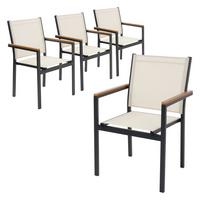 GARTENSTÜHLE 4er Set Beige aus Textilene mit Aluminiumgestell - Beige, Metall (56/85.5/53cm) - ML-DESIGN