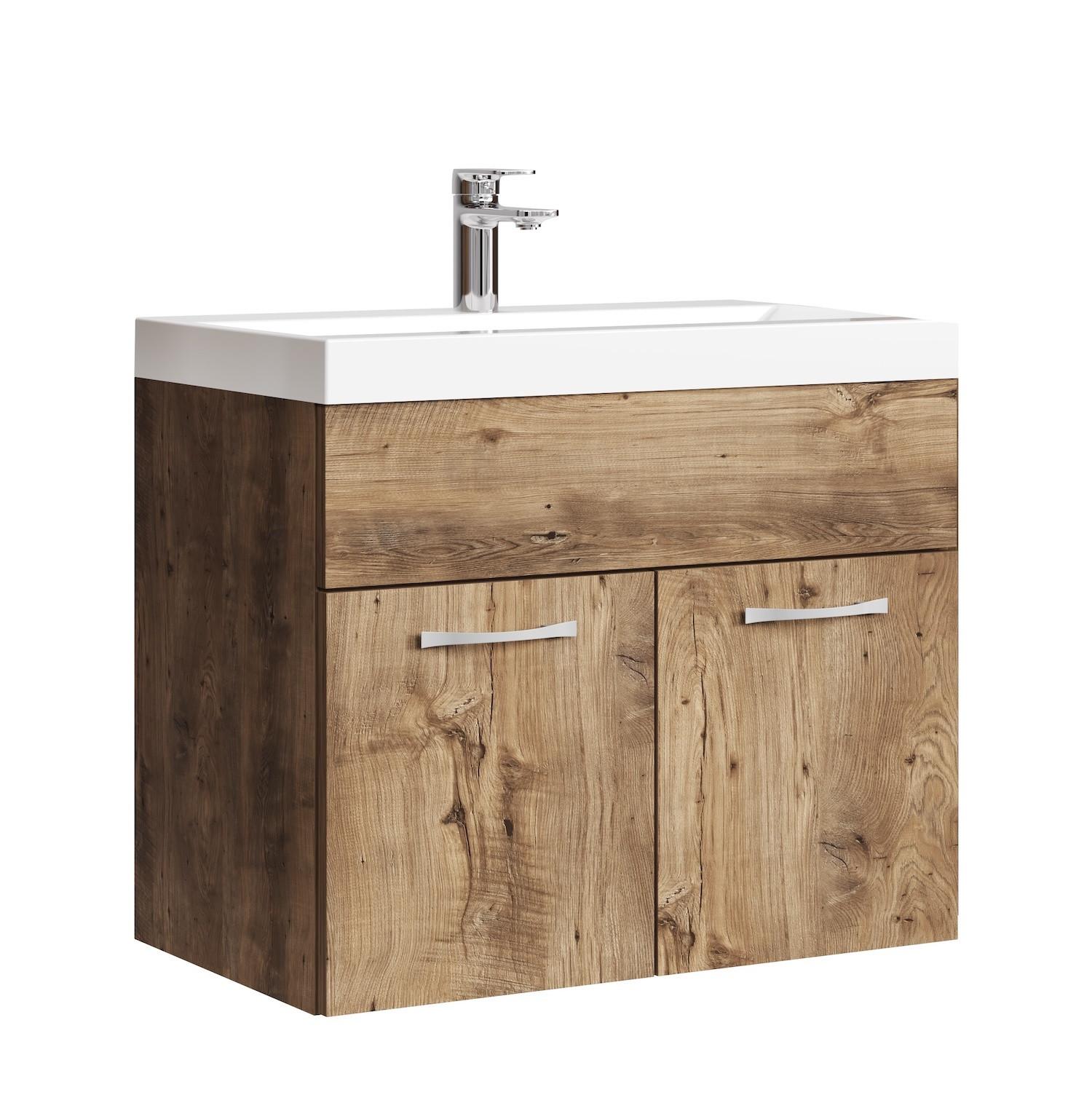 BADMÖBEL-SET Montreal 2 Teile Braun Eiche - 60 x 35 x 51 cm - Eichefarben/Braun, Holz (60/51/35cm) - Badplaats