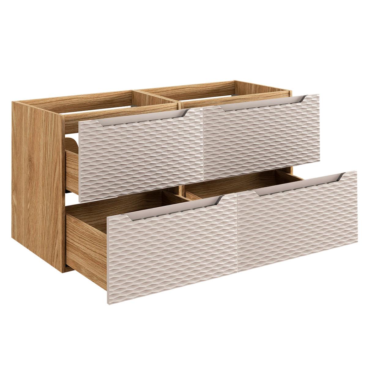 DOPPELWASCHTISCH 120cm Elora Beige und Holz - Braun, Holzwerkstoff (120/59/46cm) - Petits-meubles