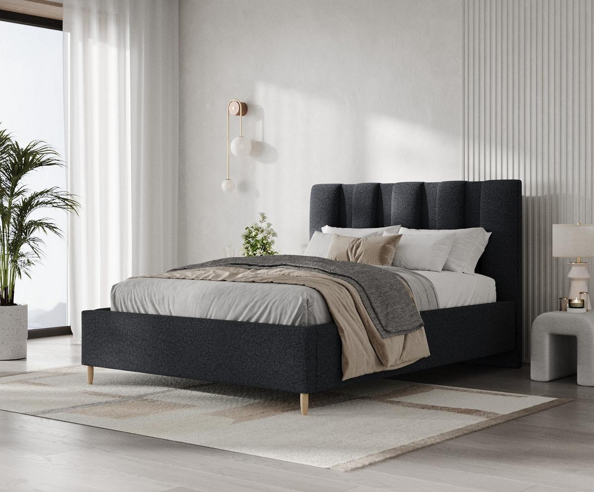 POLSTERBETT Loom 120/200 cm Anthrazit im Riva Stoff - Anthrazit/Naturfarben, Holz/Holzwerkstoff (120/200cm) - AltaBeds