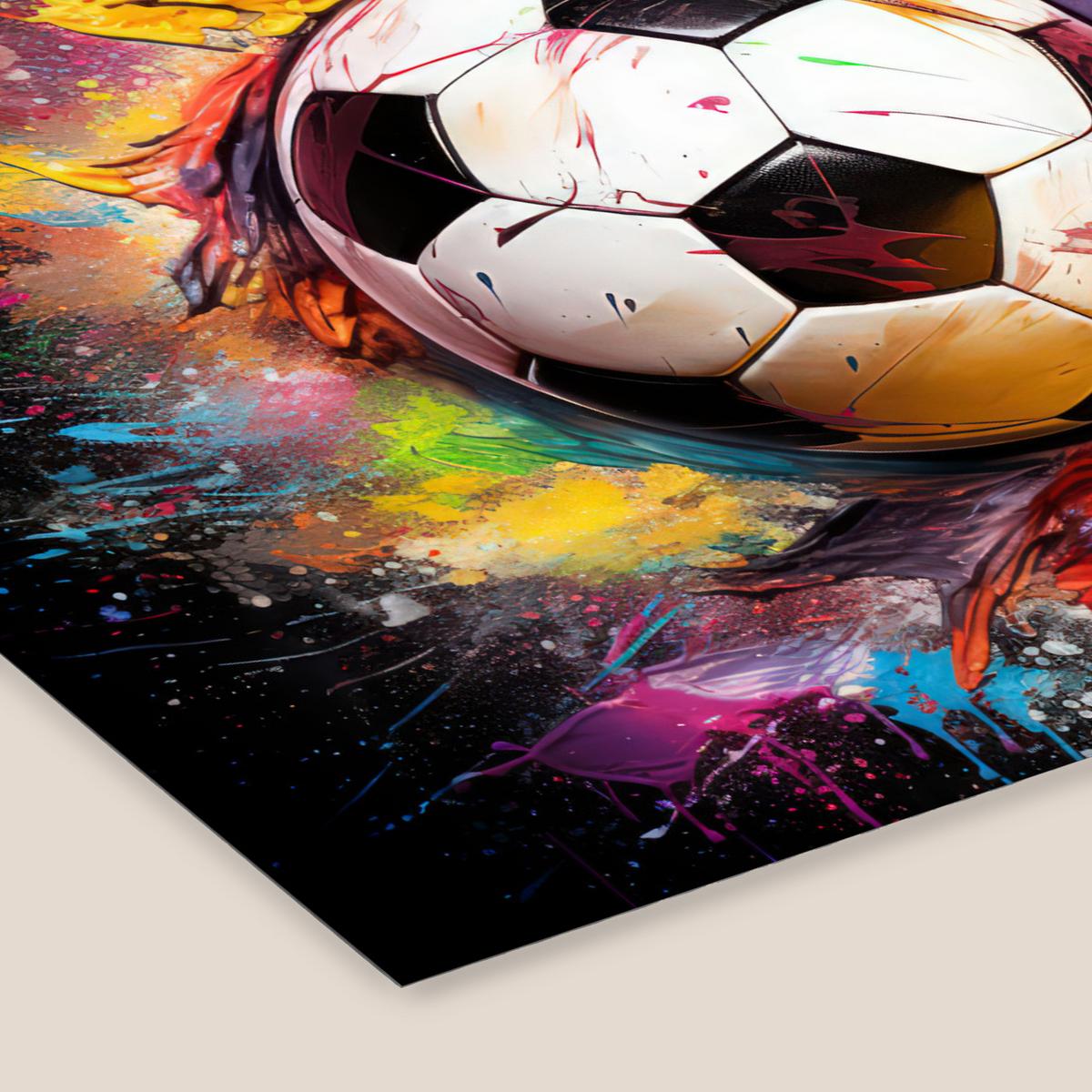 POSTER MIT RAHMENGERAHMTES BILD Fußball - Farbe - Farben - Schwarz - Weiß 80x60 cm - Weiß, Papier (80/60cm) - MuchoWow