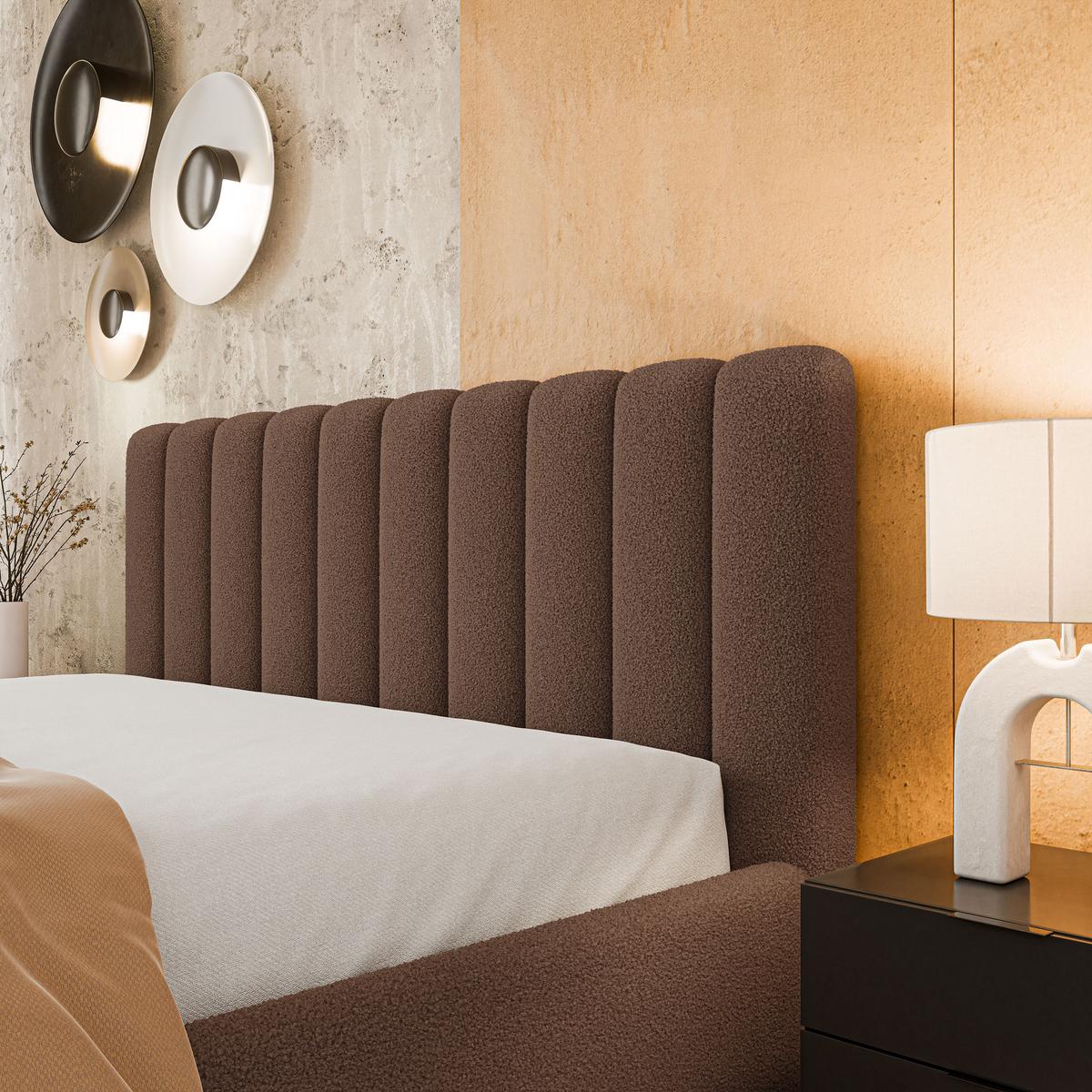 POLSTERBETT DINESE Q 140x200 cm mit Bettkästen - Braun - Braun, Holz (140/200cm) - MASSENO