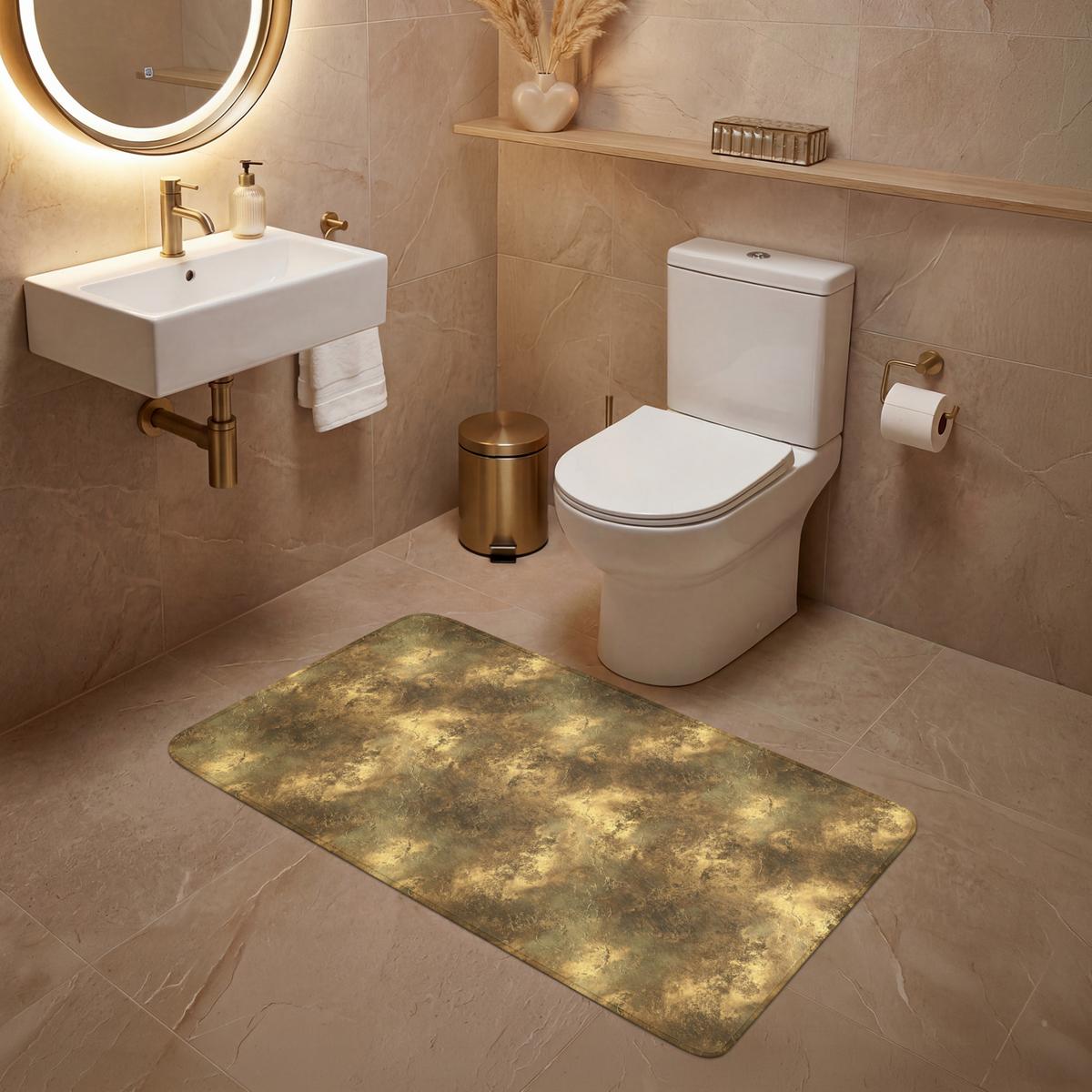 WC-VORLEGER Antik - Metallic-Look - Gold WC Teppich 120x60 cm - Goldfarben, Textil (120/1cm) - OnlyWow