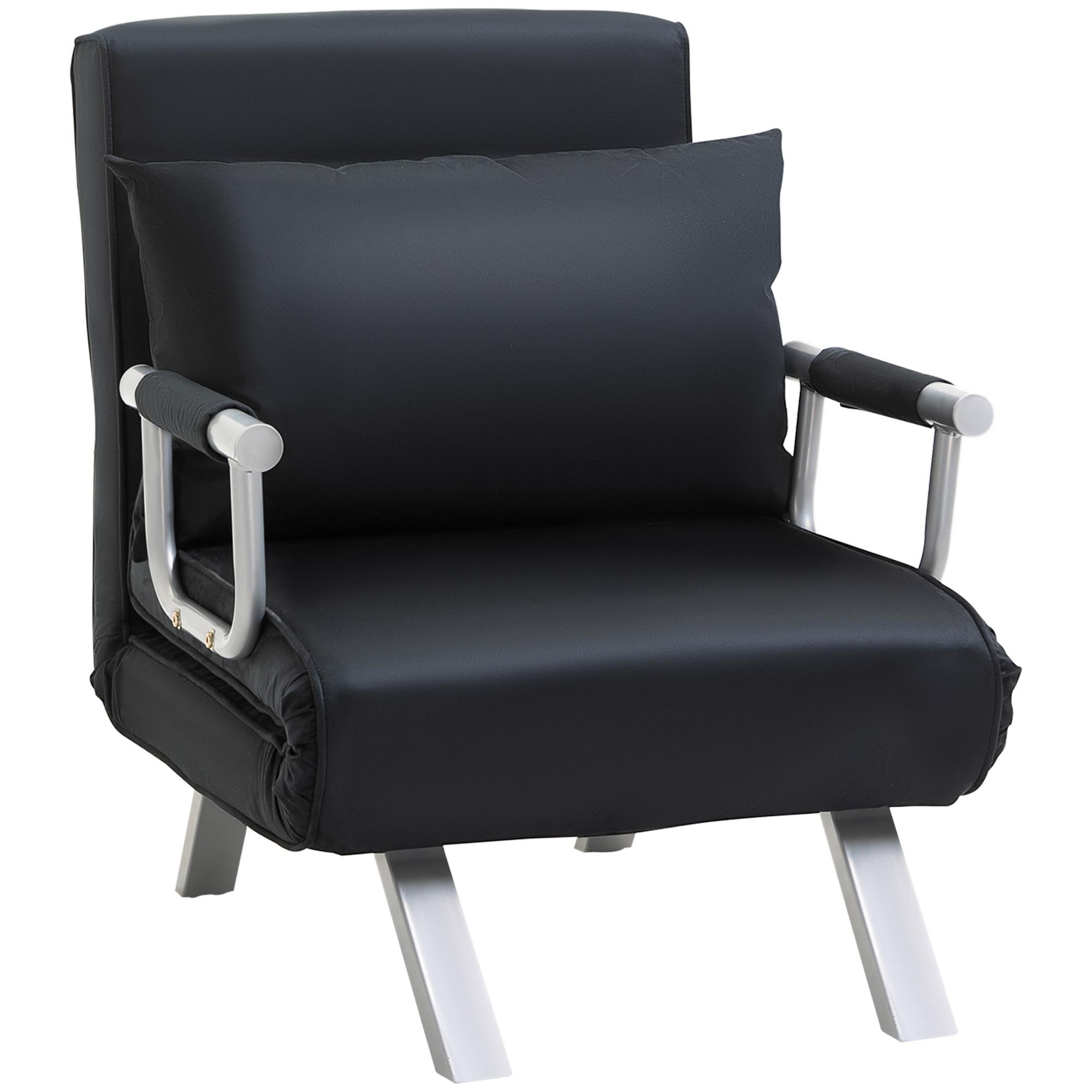 SCHLAFSESSEL 3-IN-1 mit Kissen schwarz - Schwarz, Kunststoff (69/80/65cm) - HOMCOM