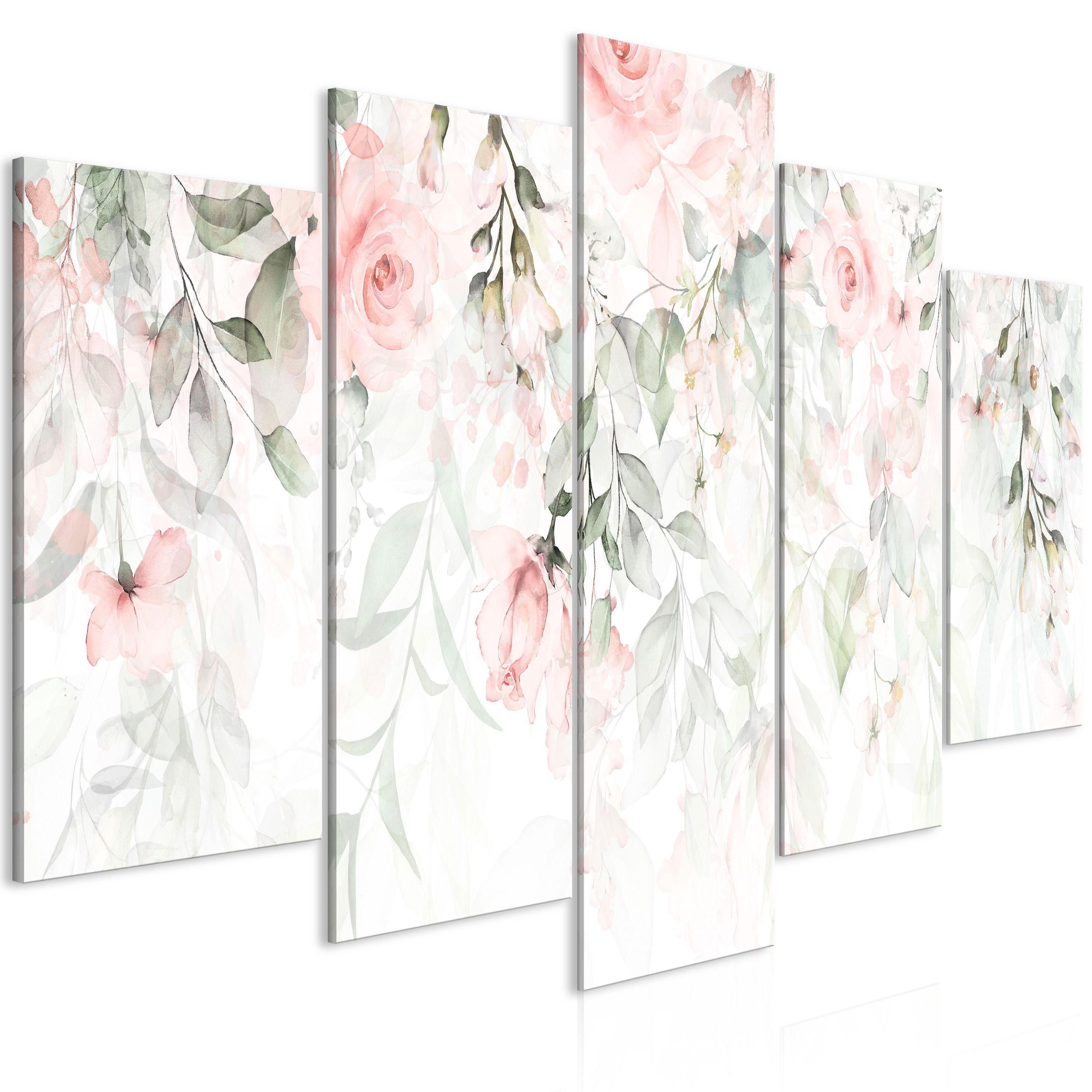 KUNSTDRUCK Grün 200/100 cm - Pink/Grün, Textil (200/100cm) - KUNSTLOFT