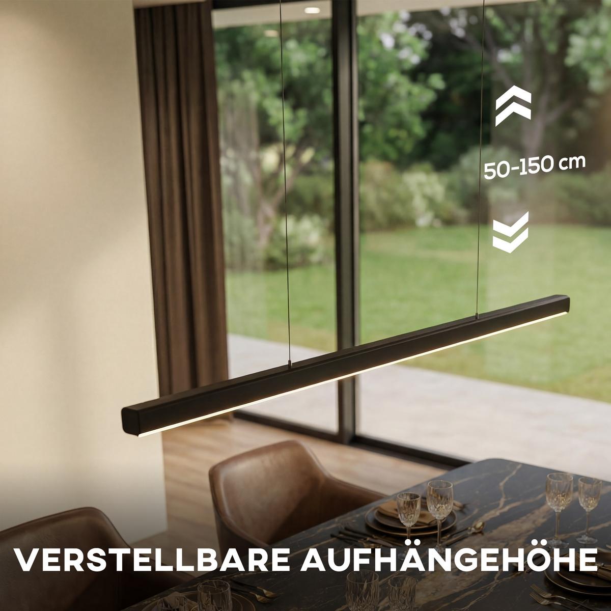 PENDELLEUCHTE Stahl PC Schwarz - Schwarz, Metall (114/3.8/150cm) - HOMCOM
