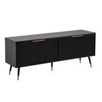 LOWBOARD Schwarz Eiche-Dekor Modern Stil 150x60x39 cm mit Türen - Schwarz, Holzwerkstoff/Metall (150/60/39cm) - KADIMA DESIGN