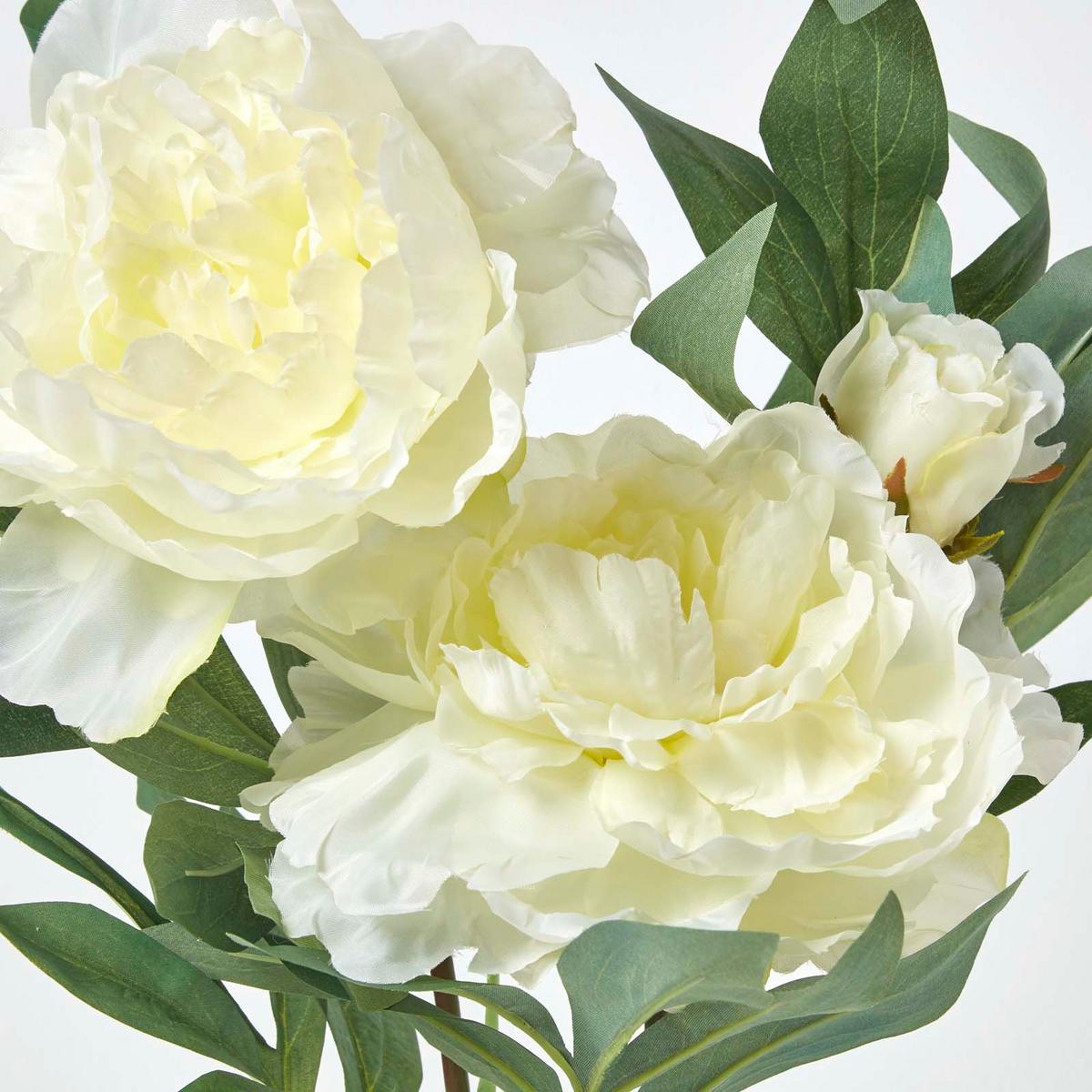KUNSTBLUME Pfingstrose creme im Deko-Topf, 46 cm - Creme, Kunststoff (46cm) - Homescapes