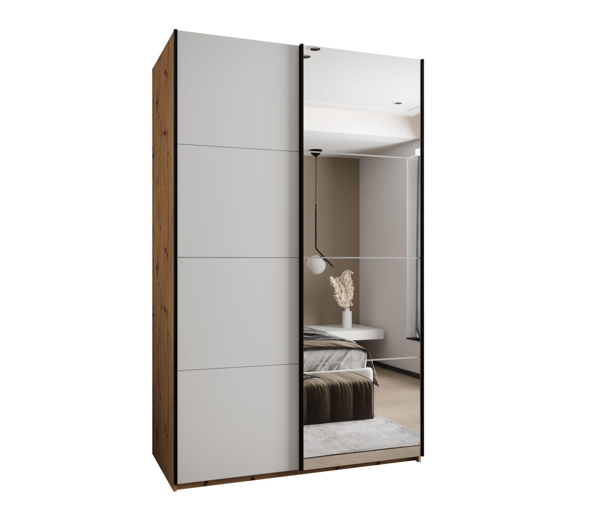 SCHWEBETÜRENSCHRANK 245,5/160/64 2-türig - Schwarz/Weiß, Holz/Metall (160/245/64cm) - Abiks Möbel