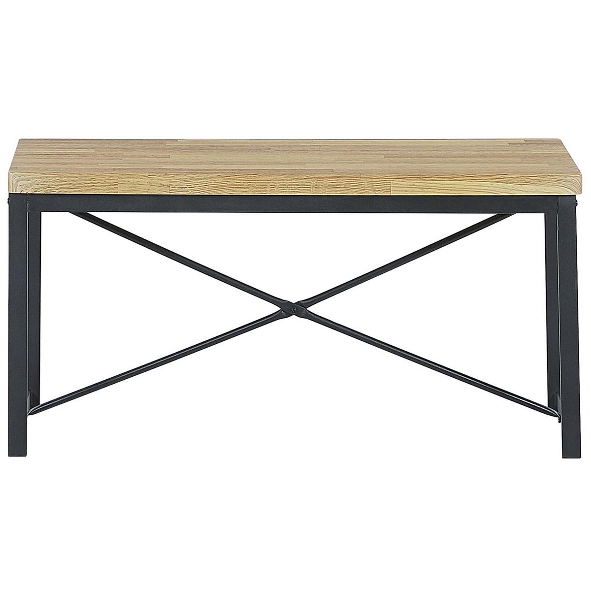 ESSGRUPPE Hellbraun, Schwarz 4-Sitzer 110/70 cm 2 Stühle und Bank Flixton - Hellbraun, Holzwerkstoff (110/86/70cm) - Beliani