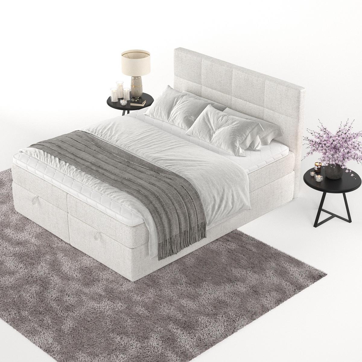 BOXBETT Velto 180/200 cm Creme im Neve Stoff - Creme/Schwarz, Holz/Holzwerkstoff (180/200cm) - AltaBeds