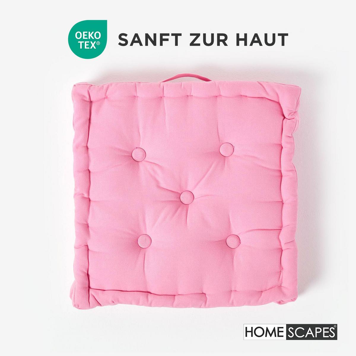 SITZKISSEN rosa 40/40/8 cm – Bodenkissen unifarben - Hellrosa, Textil (40/40/8cm) - Homescapes