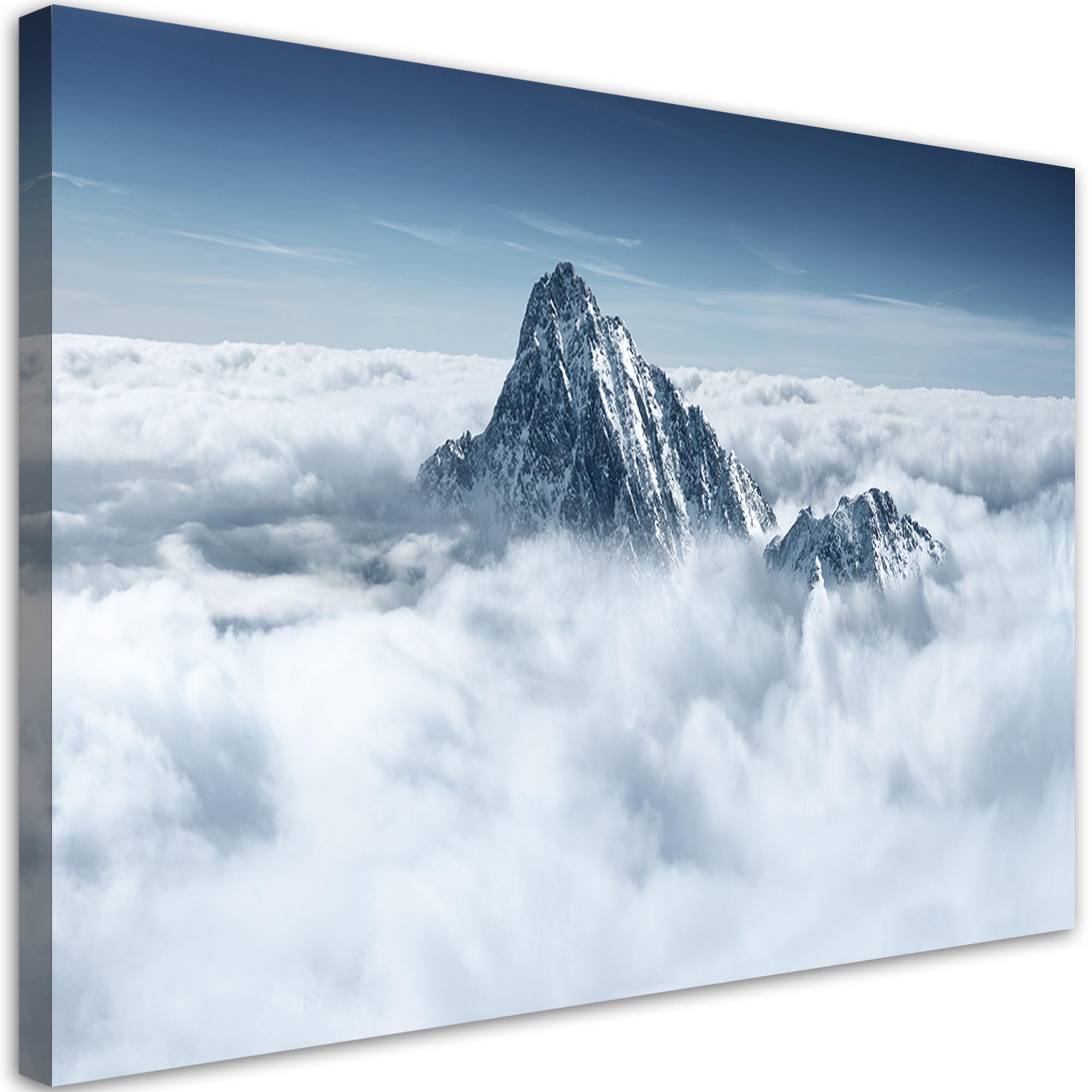 WANDBILD alpen über den wolken - Weiß, Textil (60/40cm) - Feeby