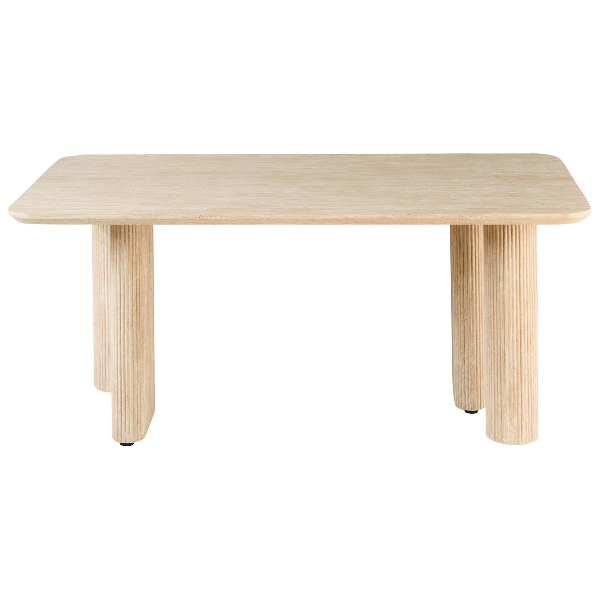 ESSTISCH Travertinoptik 180/90 cm Barroy - Beige, Holzwerkstoff (180/90/76cm) - Beliani