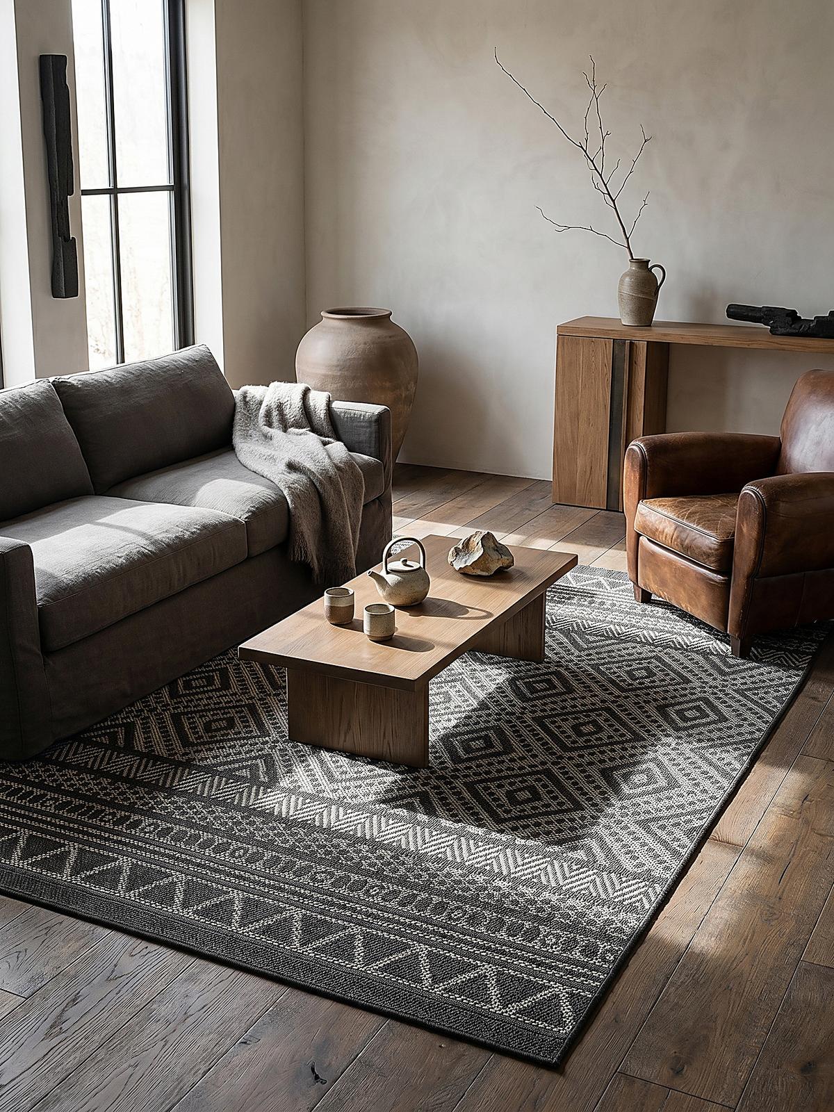 FLACHWEBTEPPICH Berber ESERA Polypropylen Anthrazit 160 x 220 cm - Anthrazit, Textil (160/220cm) - KADIMA DESIGN